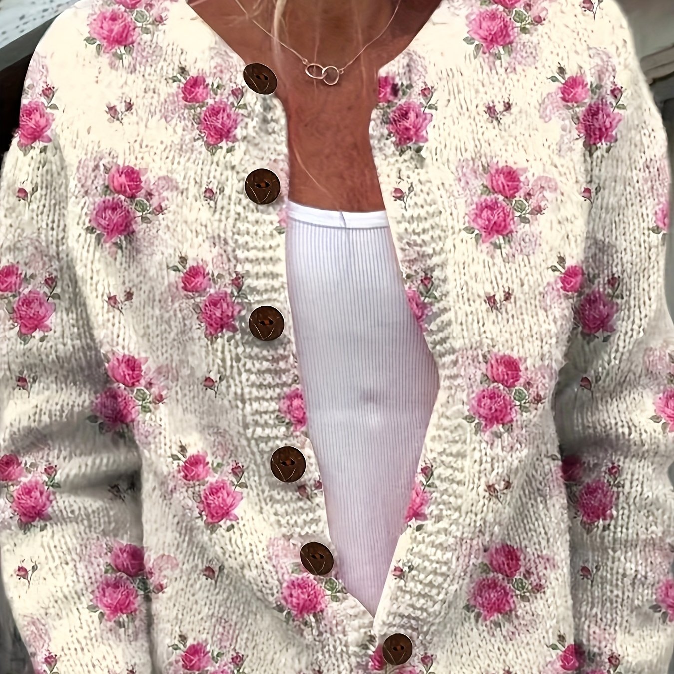 Caroline | 3D Floral Print Cardigan
