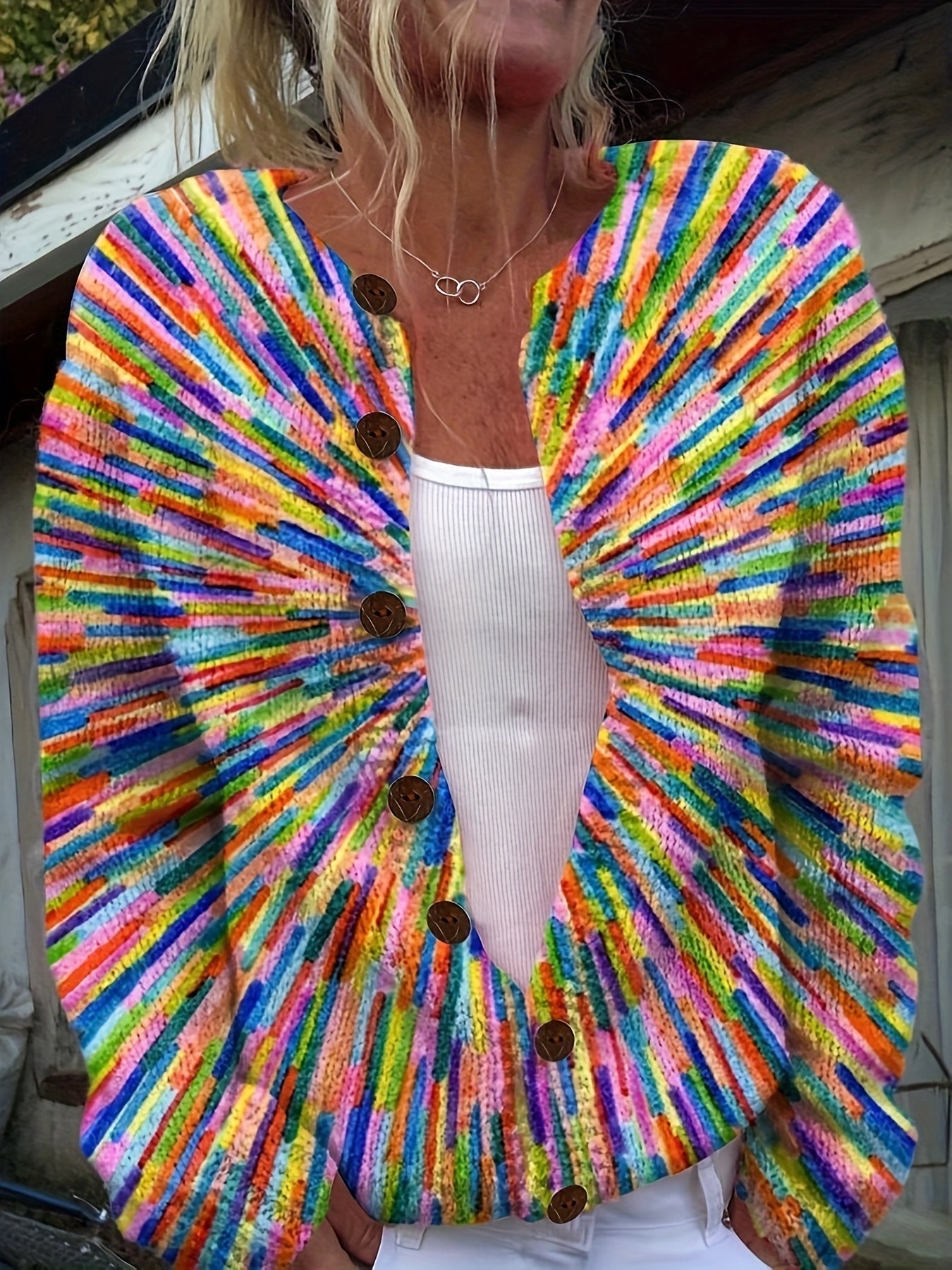 Chrissy | Colorful 3D Print Cardigan