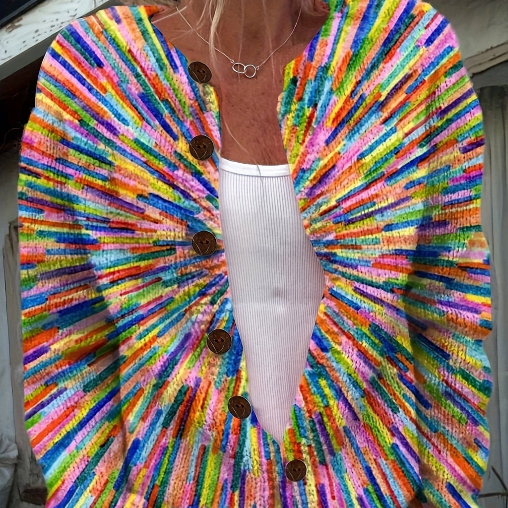 Chrissy | Colorful 3D Print Cardigan