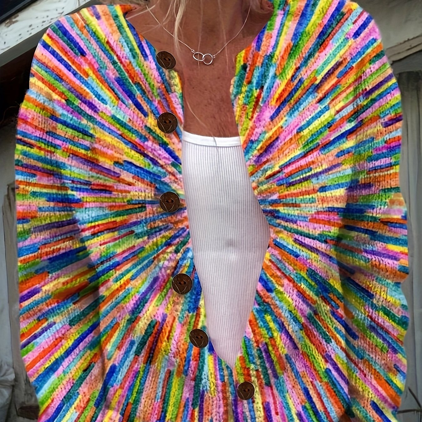 Chrissy | Colorful 3D Print Cardigan