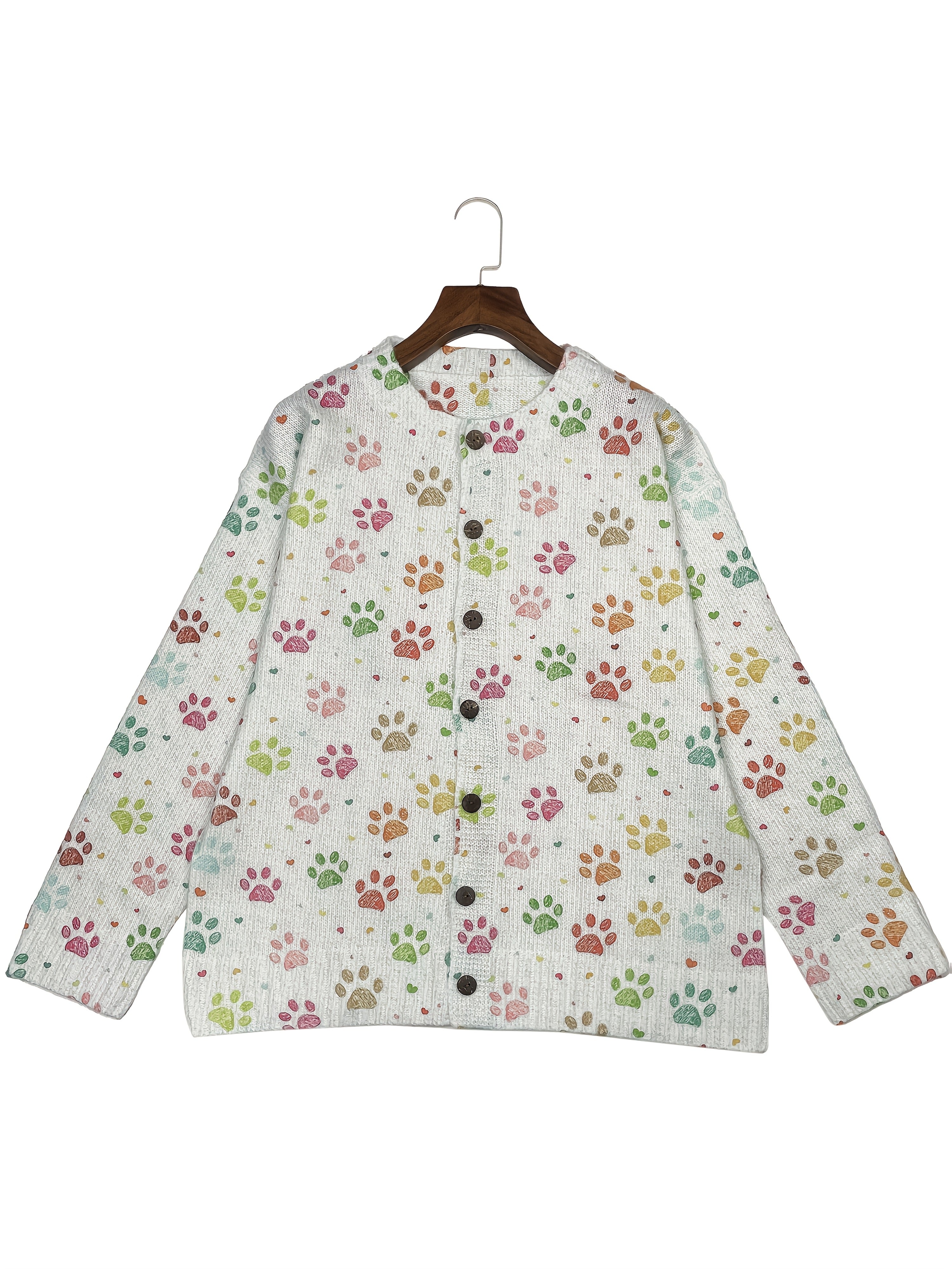 Ruby | Colorful Paw Print Cardigan