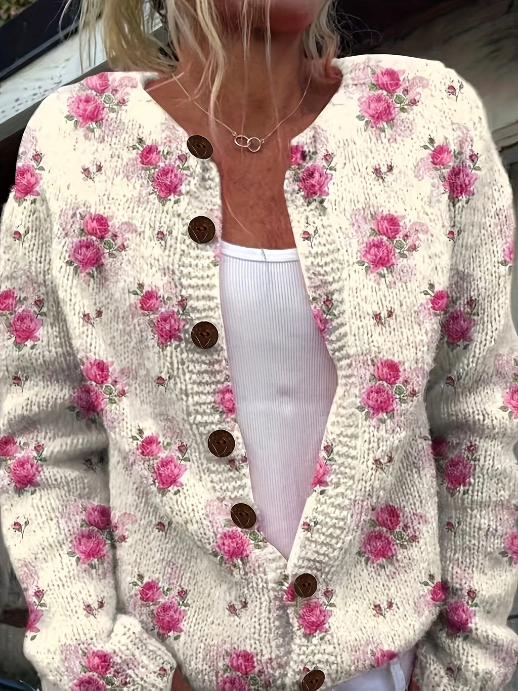 Caroline | 3D Floral Print Cardigan