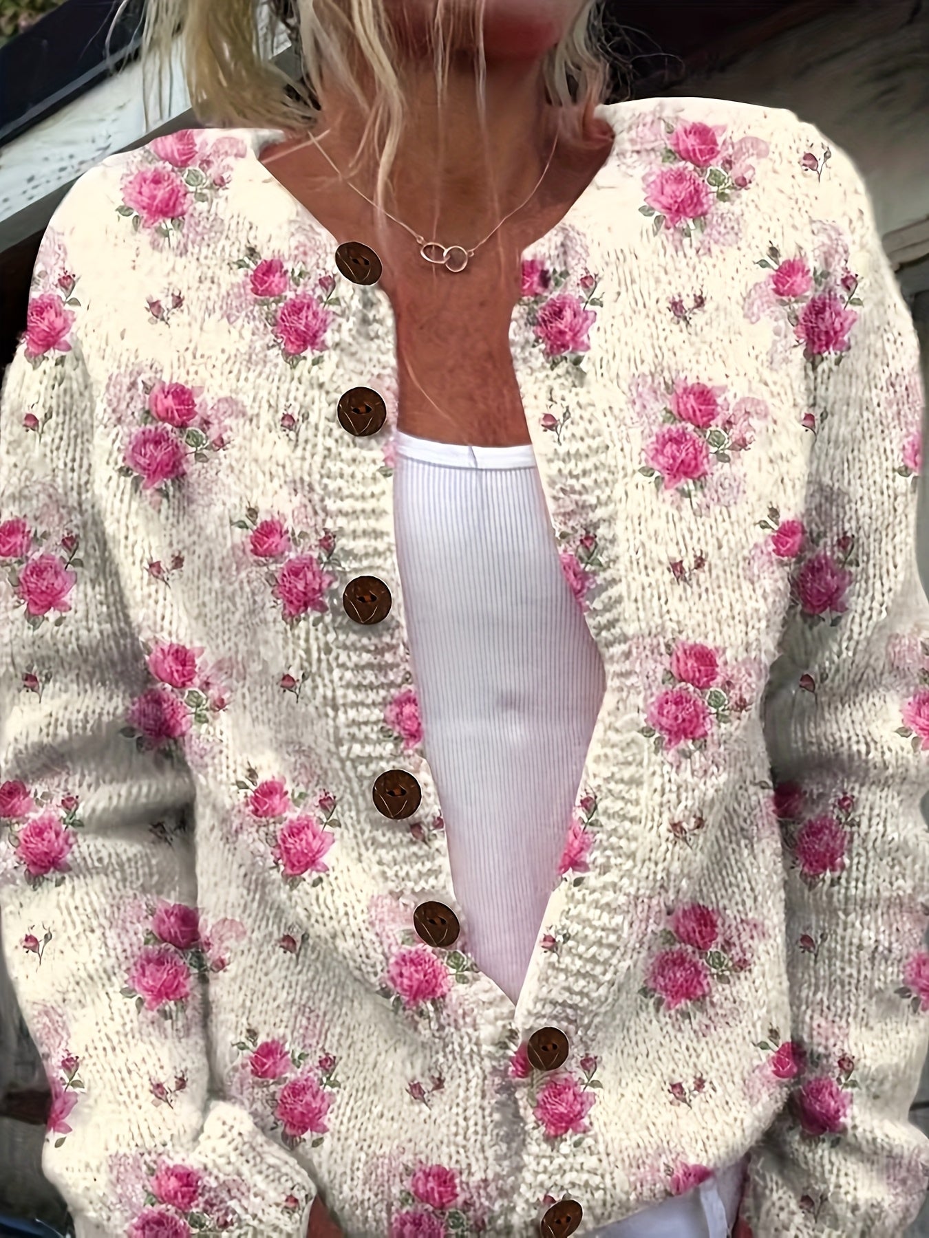 Caroline | 3D Floral Print Cardigan