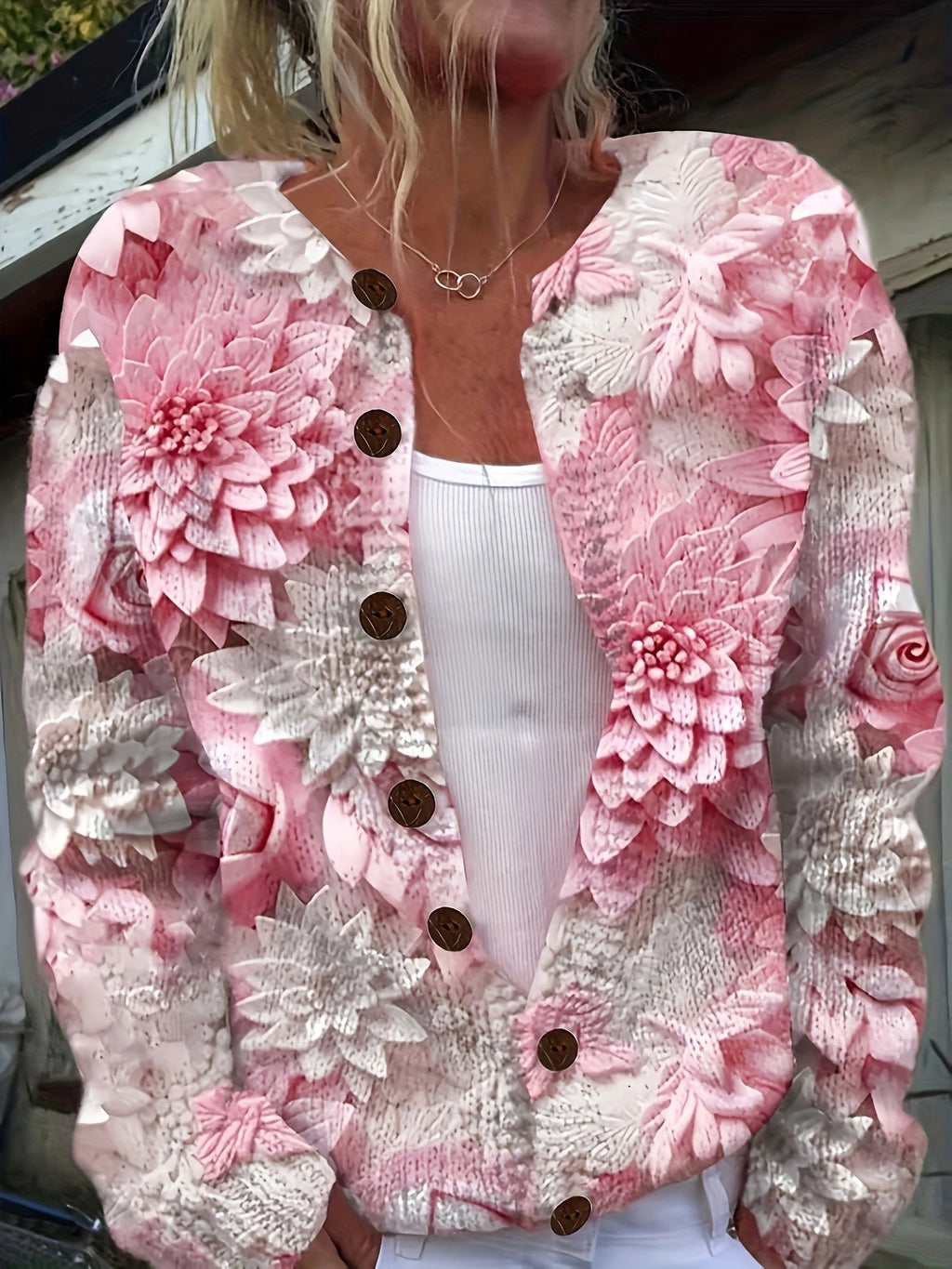 Jackie | 3D Floral Print Cardigan