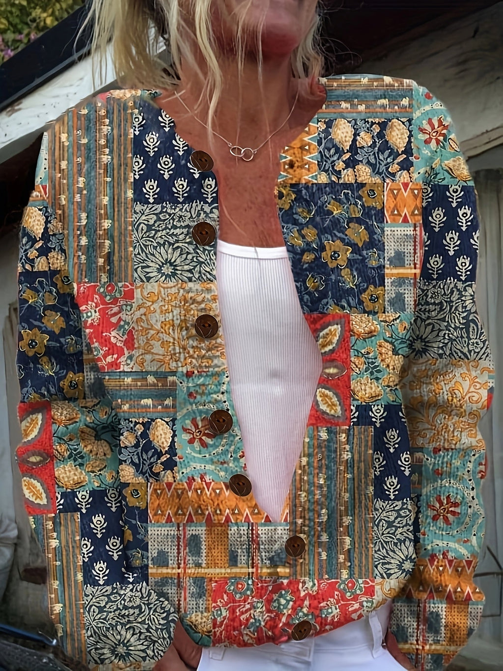 Pauline | Stylish Print Cardigan