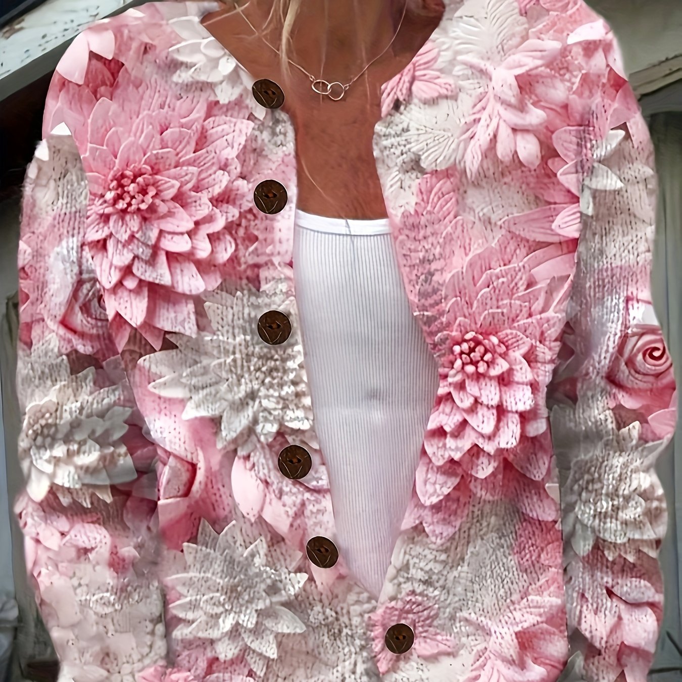 Jackie | 3D Floral Print Cardigan